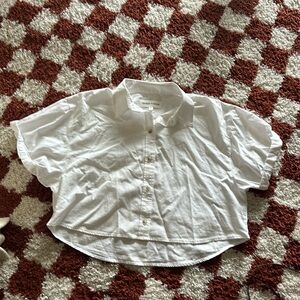 Denim Forum Aritiza White Collar Neck Blouse